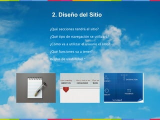 2. Diseño del Sitio

¿Qué secciones tendrá el sitio?

¿Qué tipo de navegación se utilizará?

¿Cómo va a utilizar el usuario el sitio?

¿Qué funciones va a tener?

Reglas de usabilidad *
 