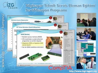 Çizgi-Tagem e-Kampüs Sanal Akademie-Kampüs Çizgi-Tagem bünyesinde e-öğrenme, e-labaratuvar ve e-seminer faaliyetlerine katılım yapabileceğiniz sanal bir akademidir.Strata Bilişim Teknolojileri Temelleri, Harvard Computer Science E1, EvdeKişisel Bilgisayar Kurulumu, EvdeAğBağlantısıwww.cizgi-tagem.org/e-kampus/