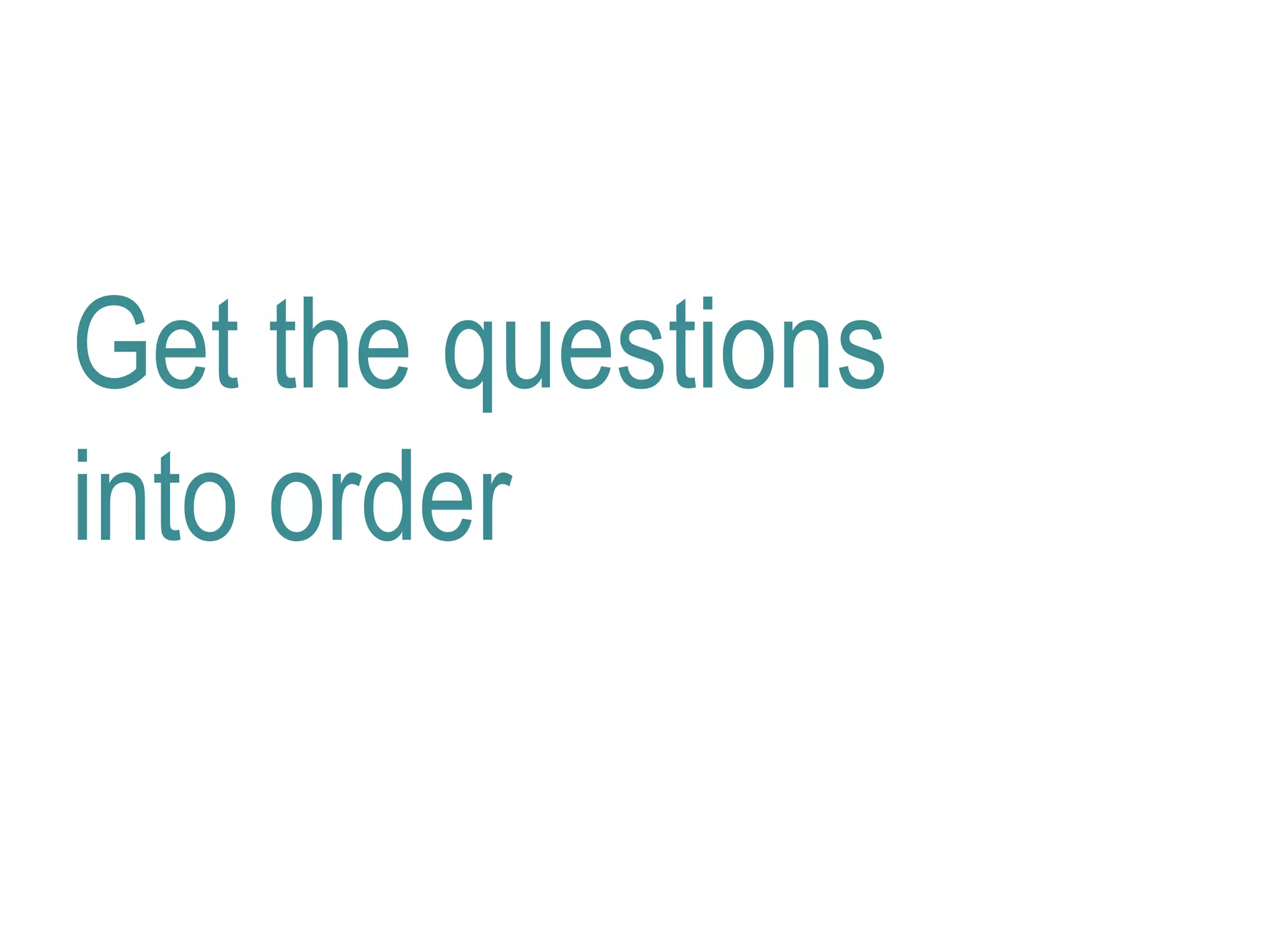 Get the questions
into order
 