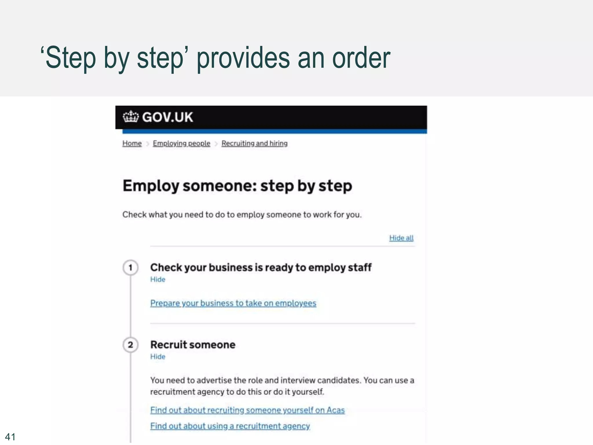 ‘Step by step’ provides an order
41
 