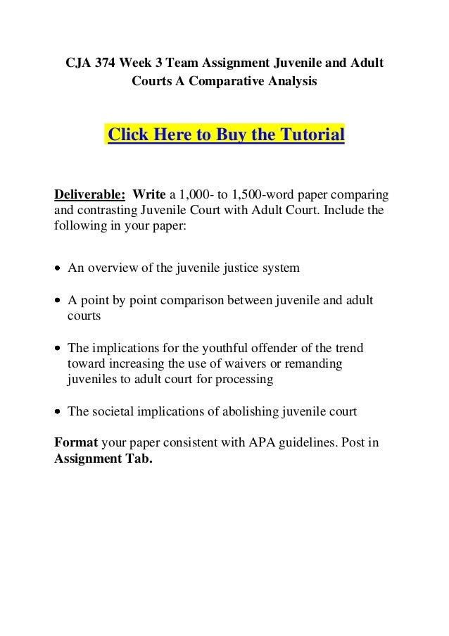 cja 374 week 3 learning team Cja 374 week 5 learning team assignment future of the juvenile justice system presentation and paper click below url to purchase homework. cja 374 week 3 learning team Cja 374 week 5 learning team assignment future of the juvenile justice system presentation and paper click below url to purchase homework.