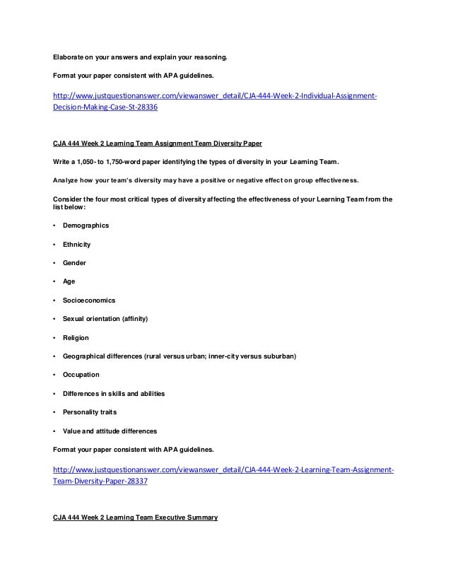 Decision making case study paper cja 444