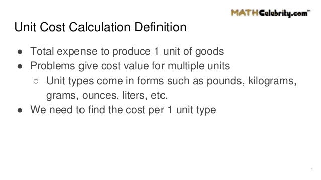 unit cost calculation how to find the unit price