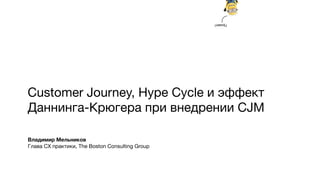 Customer Journey, Hype Cycle и эффект
Даннинга-Крюгера при внедрении CJM
Владимир Мельников
Глава CX практики, The Boston Consulting Group
Привет!
 