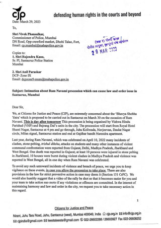 CJP Letter to Mr Vivek Phansalkar. Commissioner of police mumbai_Page FINAL.pdf