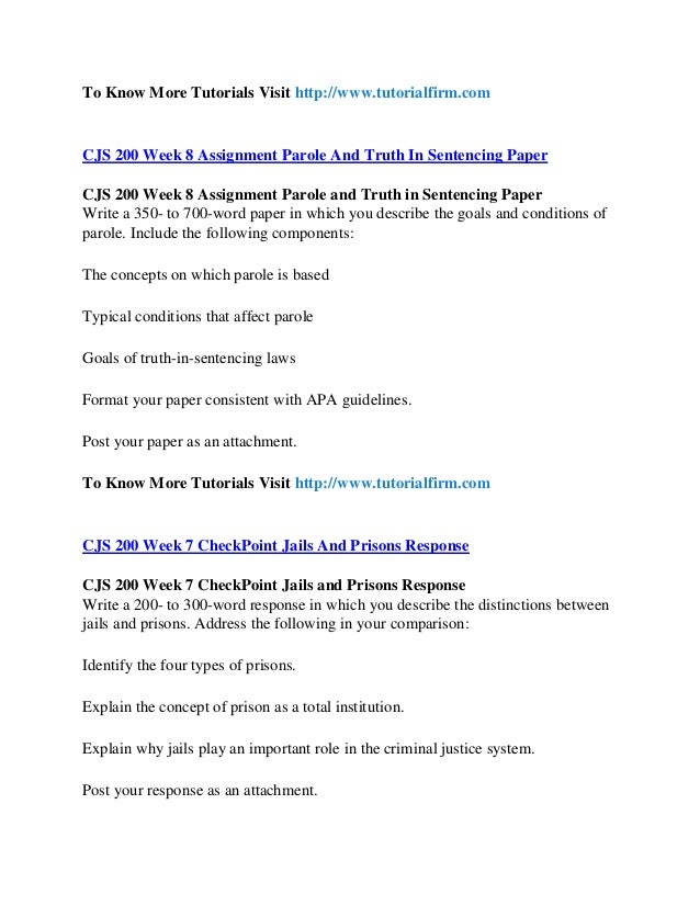cjs 200 week 8 parole and truth in sentencing Cja 204 week 4 truth-in -sentencing debate buy solutions: cja 204 week 4 truth-in -sentencing debate cja 204 week 4 truth-in -sentencing debate cja 204 we. cjs 200 week 8 parole and truth in sentencing Cja 204 week 4 truth-in -sentencing debate buy solutions: cja 204 week 4 truth-in -sentencing debate cja 204 week 4 truth-in -sentencing debate cja 204 we.