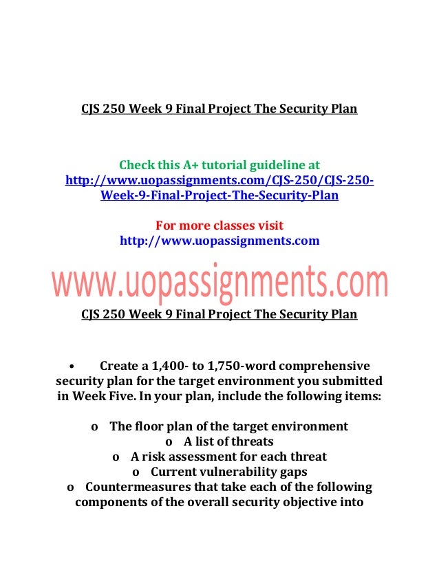 Cjs 250 Week 9 Final Project The Security Plan
