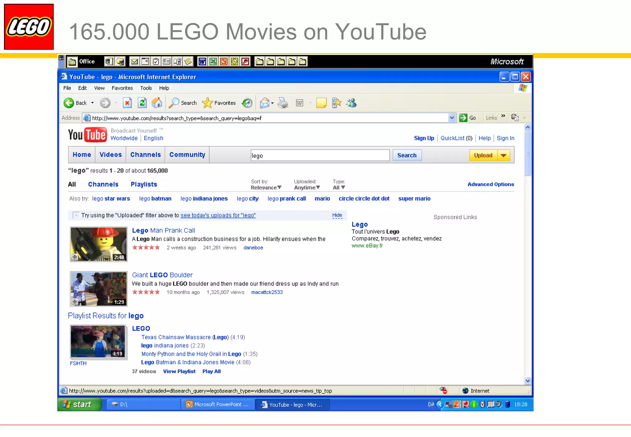 165.000 LEGO Movies on YouTube
 