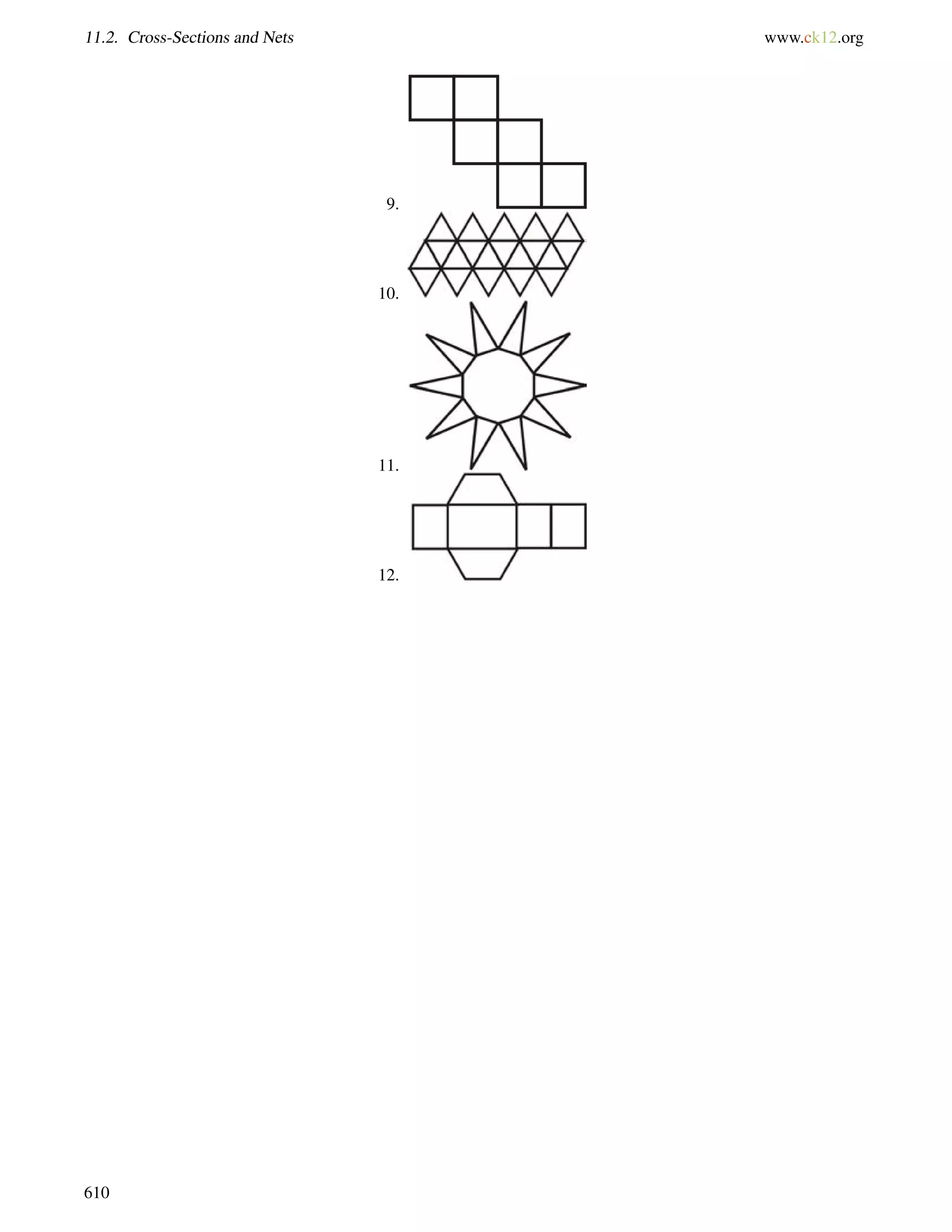 11.2. Cross-Sections and Nets www.ck12.org 
9. 
10. 
11. 
12. 
610 
 