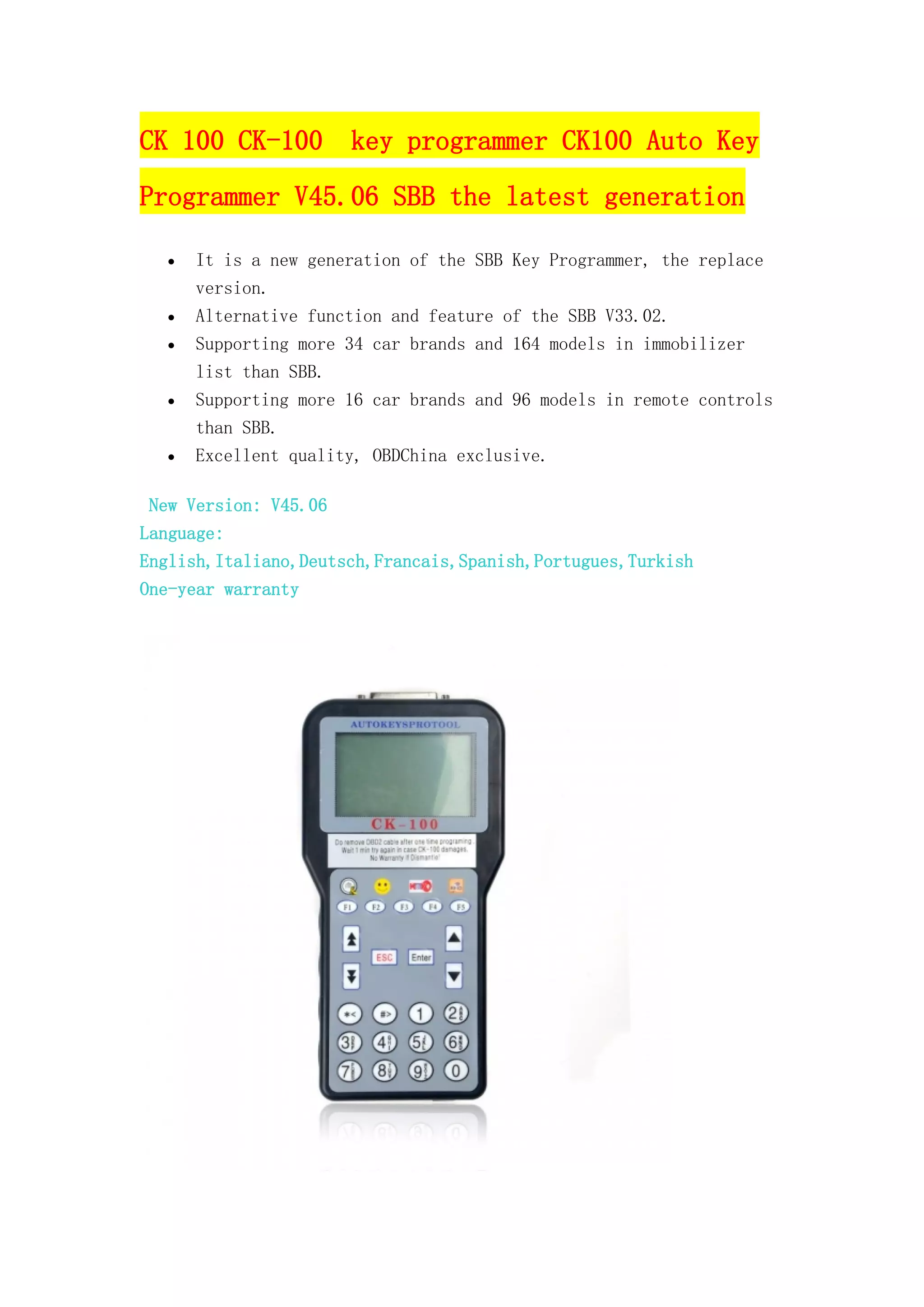 Ck 100 ck-100 key programmer ck100 auto key programmer v45.06 sbb the ...