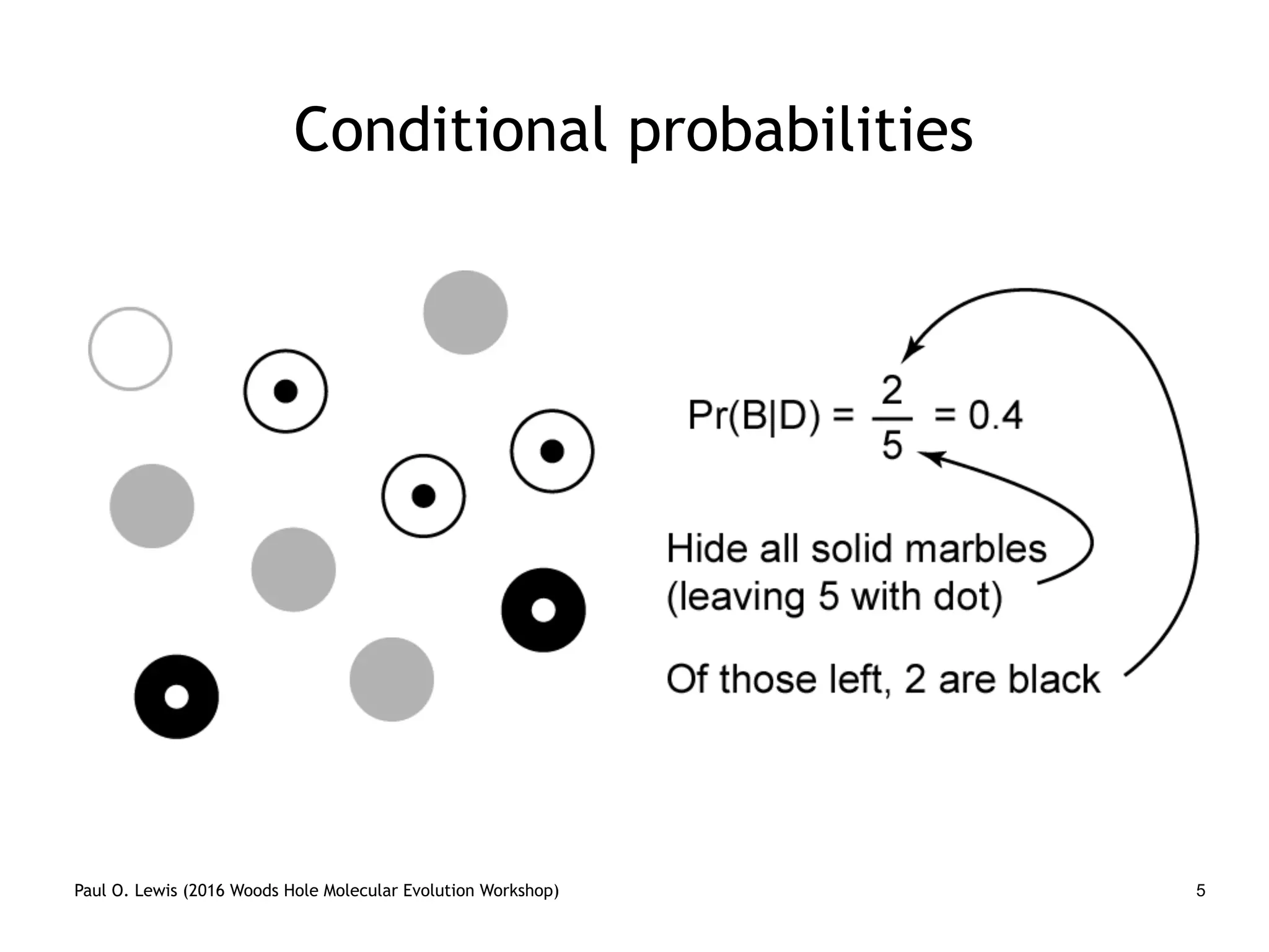 Paul O. Lewis (2016 Woods Hole Molecular Evolution Workshop) 5
Conditional probabilities
 