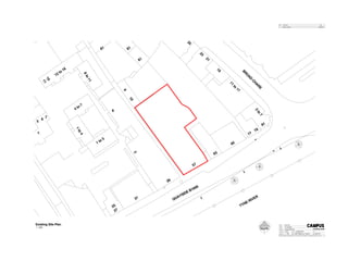 57
63
65
77
79
81
3
to
7
11
to
17
19
21
23
25
81
8181
9
10
8to11
12 to 16
10
11
4 to 7
8
1 to 3
1to4
7
6
5
7 2
31
27
25
39
BRO
AD
CHARE
QUAYSIDE B1600
TYNE RIVER
Drawn
Dwg. No.
Scale at A1
Project No.
Drawing
Project
Status
Rev.
Date
this drawing is copyright - check all dimensions on site - inform architect / so of any discrepancies - work to figured dimensions only - do not scale
Rev. Amendment Date
Checked1 : 200
101234 A(00)EXP002
AMYT/MAB
Existing Site Plan
57 Quayside
Planning
09/12/13Team 5
1 Issued for Planning 24/09/2013
North1 : 200
Existing Site Plan
 