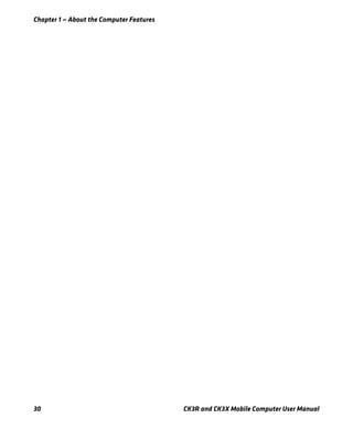 Chapter 1 — About the Computer Features
30 CK3R and CK3X Mobile Computer User Manual
 