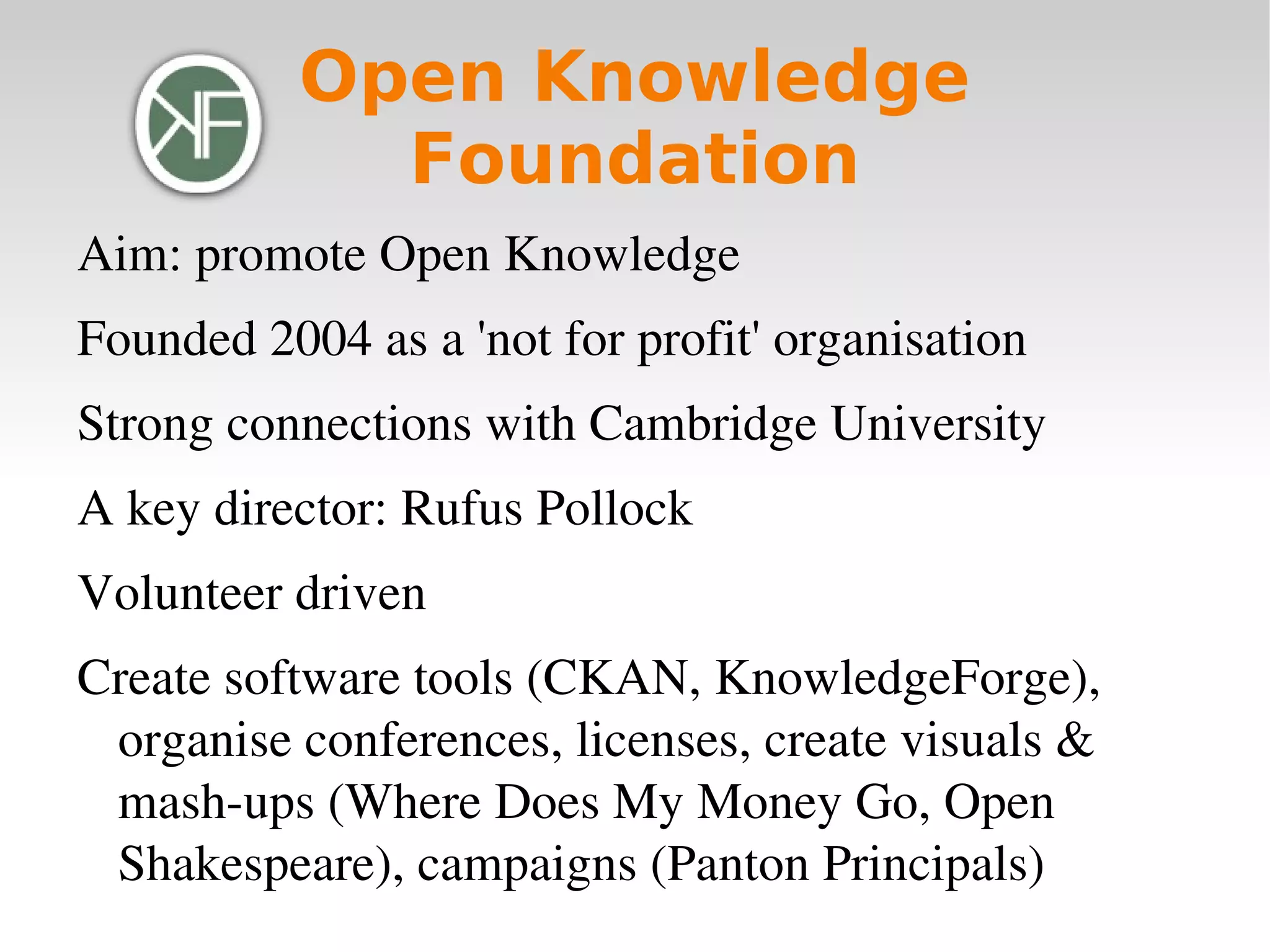 Opening government data Transparency --> effectiveness 