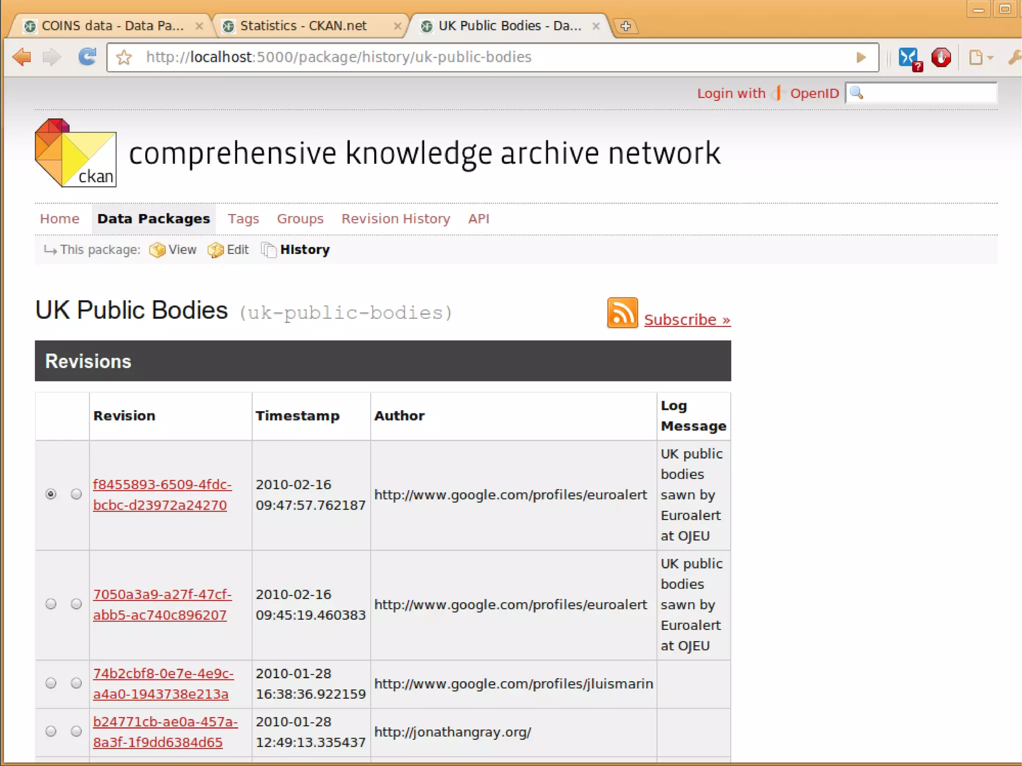 Infrastructure Software Data Licence GPL PDDL, ODbL, ODC-By (OKF 2007-) isitopendata.org (OKF 2009-) Modules/Linking Lib, egg Spreadsheet, database, RDF/OWL Human Discovery CKAN (OKF 2008-) Automatic Distribution Apt-get, CPAN, easy_install CKAN datapkg (OKF 2008-) Hosting Sourceforge, PyPI, bitbucket archive.org / knowledgeforge.net Community freshmeat data.gov.uk email list closest? 