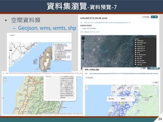 ? 2013-2014 ̨Ⱥ؅^lչch׃w
Yϼg[-YA[-7
? gY
C Geojson, wms, wmts, shp
34
 