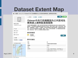 Aug 5, 2013 8
Dataset Extent Map
 