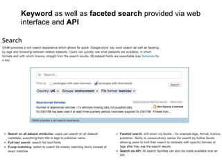 Keyword as well as faceted search provided via web
interface and API
 