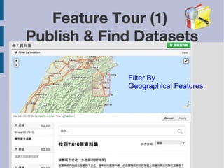 2013/11/9 
Feature Tour (1) 
Publish & Find Datasets 
Filter By 
Geographical Features 
 