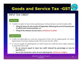 Goods and Service Tax -GST
N
41
Welcome to Mewar Group of
Institutes
 