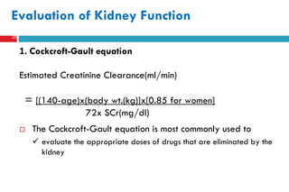 Cockroft Formule Chronic kidney disease ppt pharmacotherapy | PDF