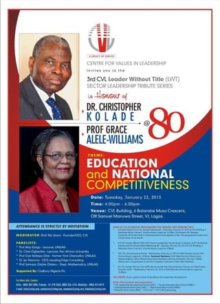 Dr. Christopher Kolade and Prof. Alele-Williams Day of Honour at CVL