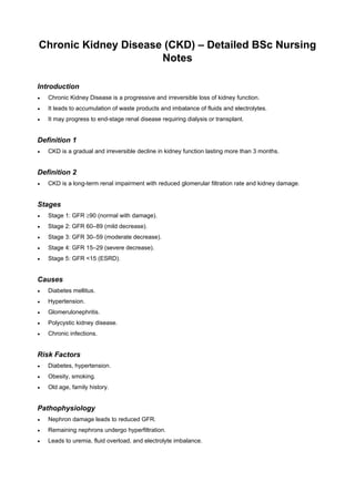 Comprehensive Overview of Chronic Kidney Disease for BSc Nursing ...