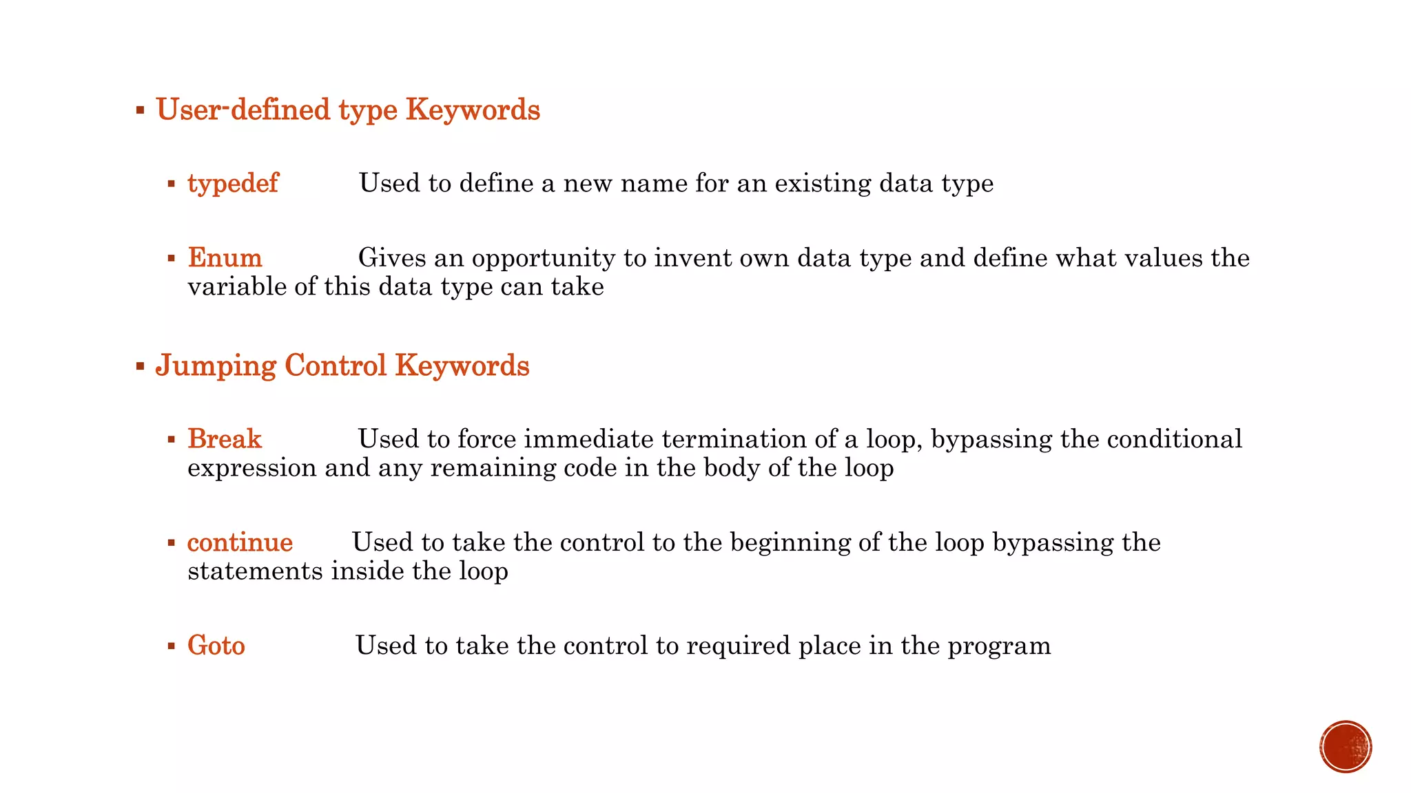 C keywords and identifiers | PPTX