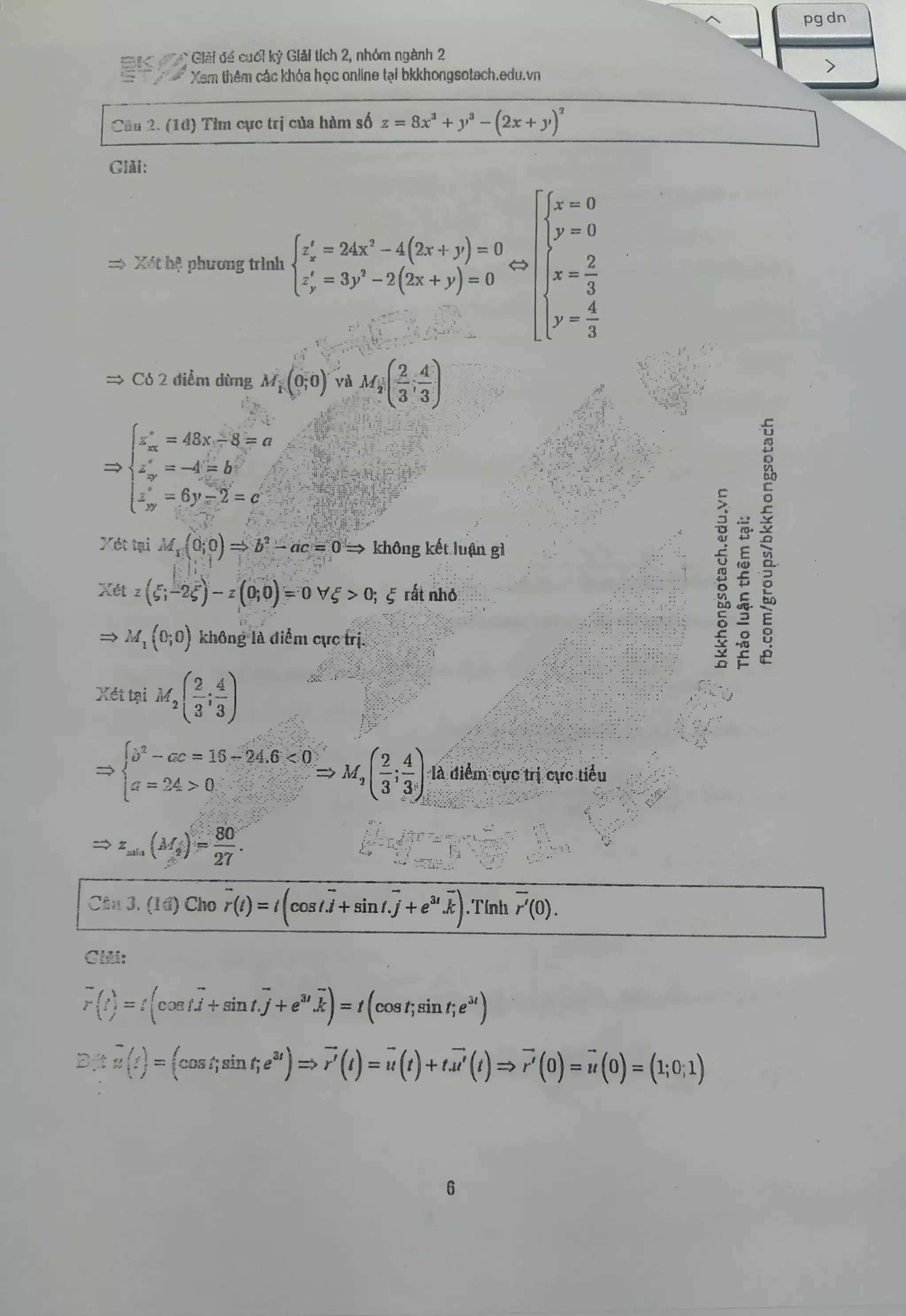 Đề thi cuối kỳ giải tích 2 HUST | PDF