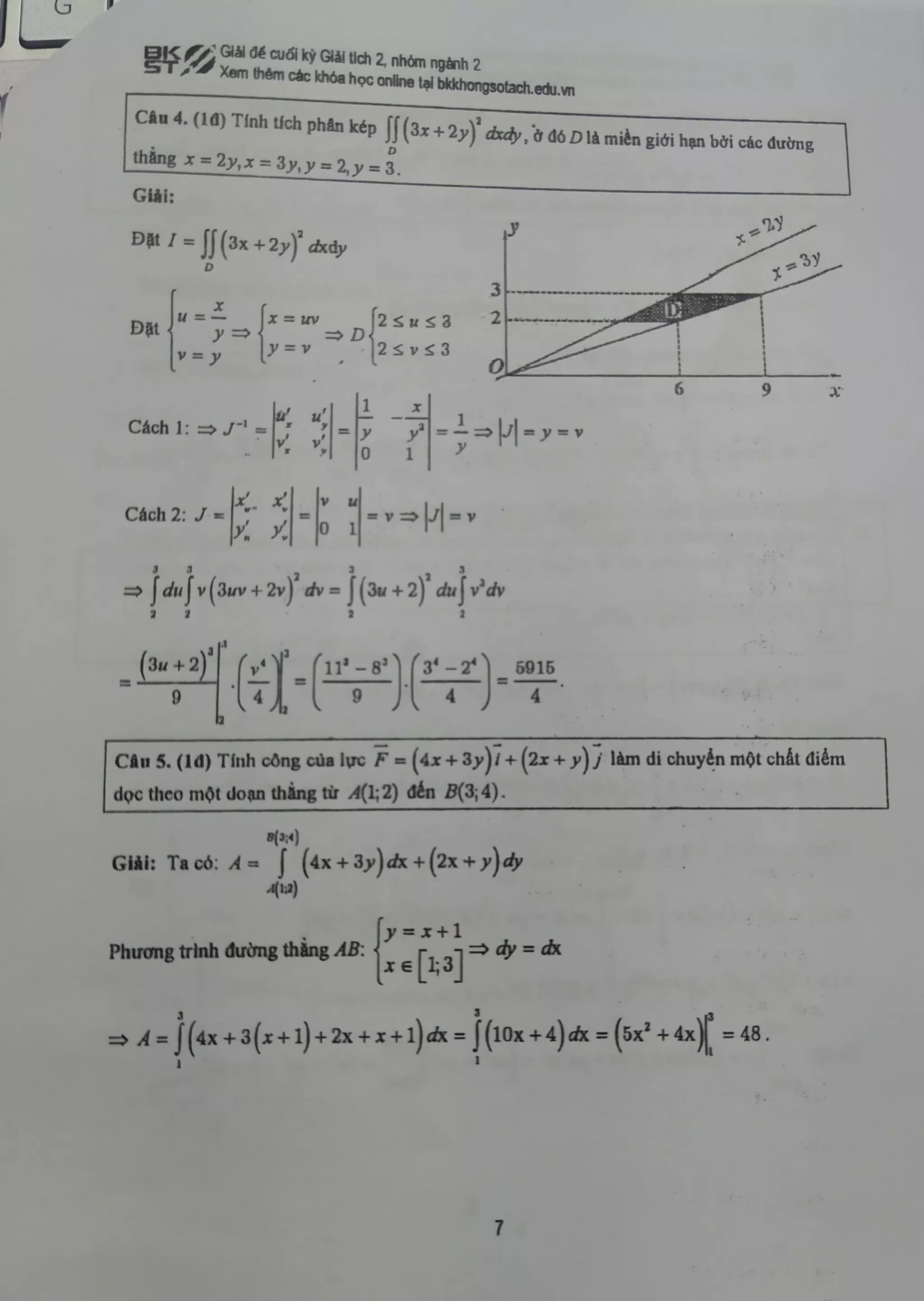 Đề thi cuối kỳ giải tích 2 HUST | PDF