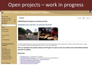  A snapshot of some communication and knowledge management approaches used by ILRI