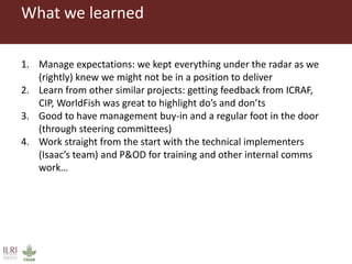 ILRI Comms project insight 2014: OCS comms