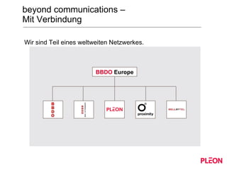 beyond communications –  Mit Verbindung BBDO  Europe Wir sind Teil eines weltweiten Netzwerkes. 