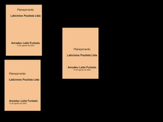 Capa com formato padrão, sem brilho.
A reação inicial do leitor é negativa.
O alinhamento à esquerda confere força à capa, além
de aparência mais sofisticada.
O nome do autor, mesmo longe do título, está
conectado pelo alinhamento.
Centralizado no bloco.
Bloco descentralizado na
página.
 