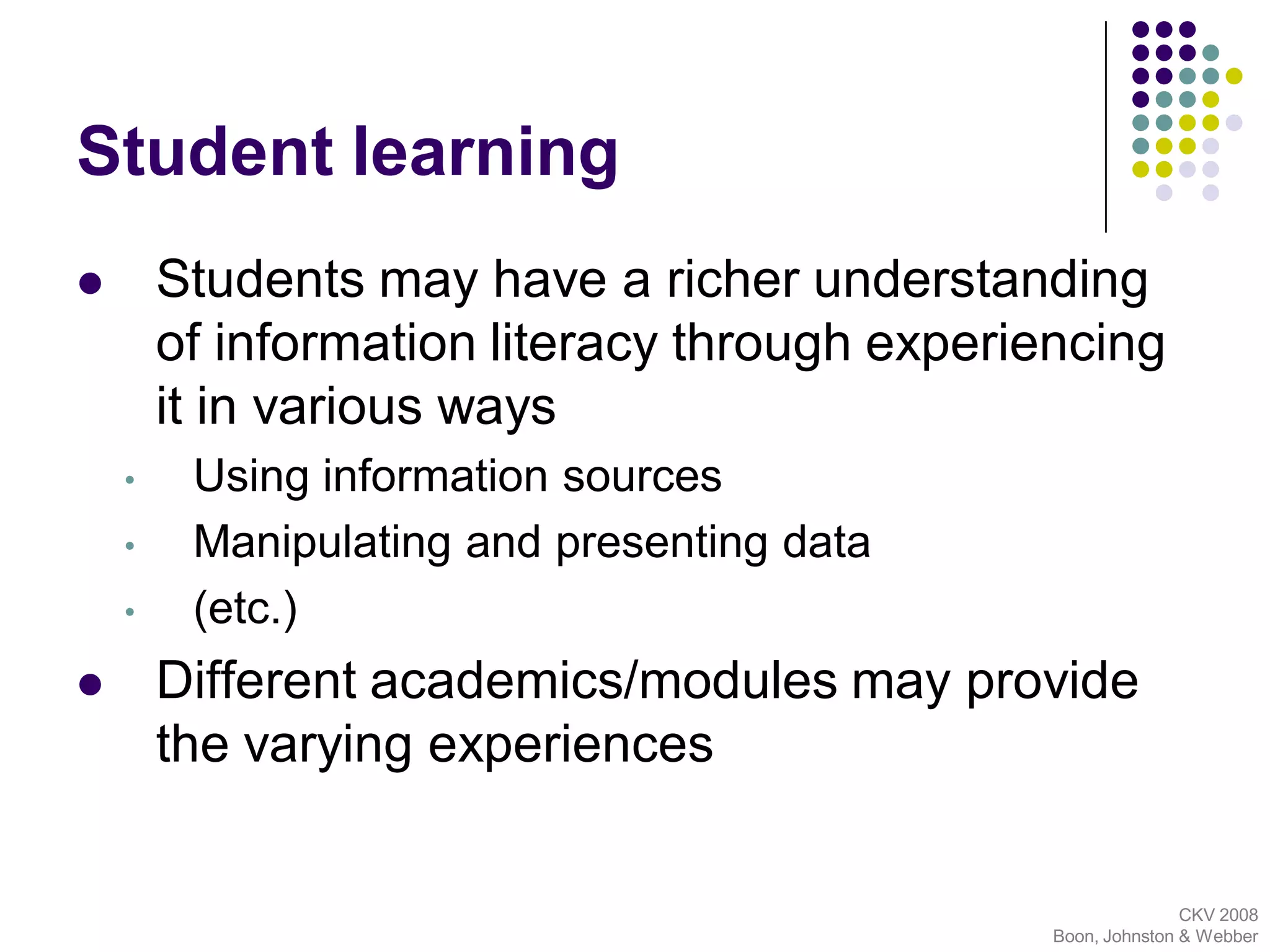 Developing Student Information Literacy