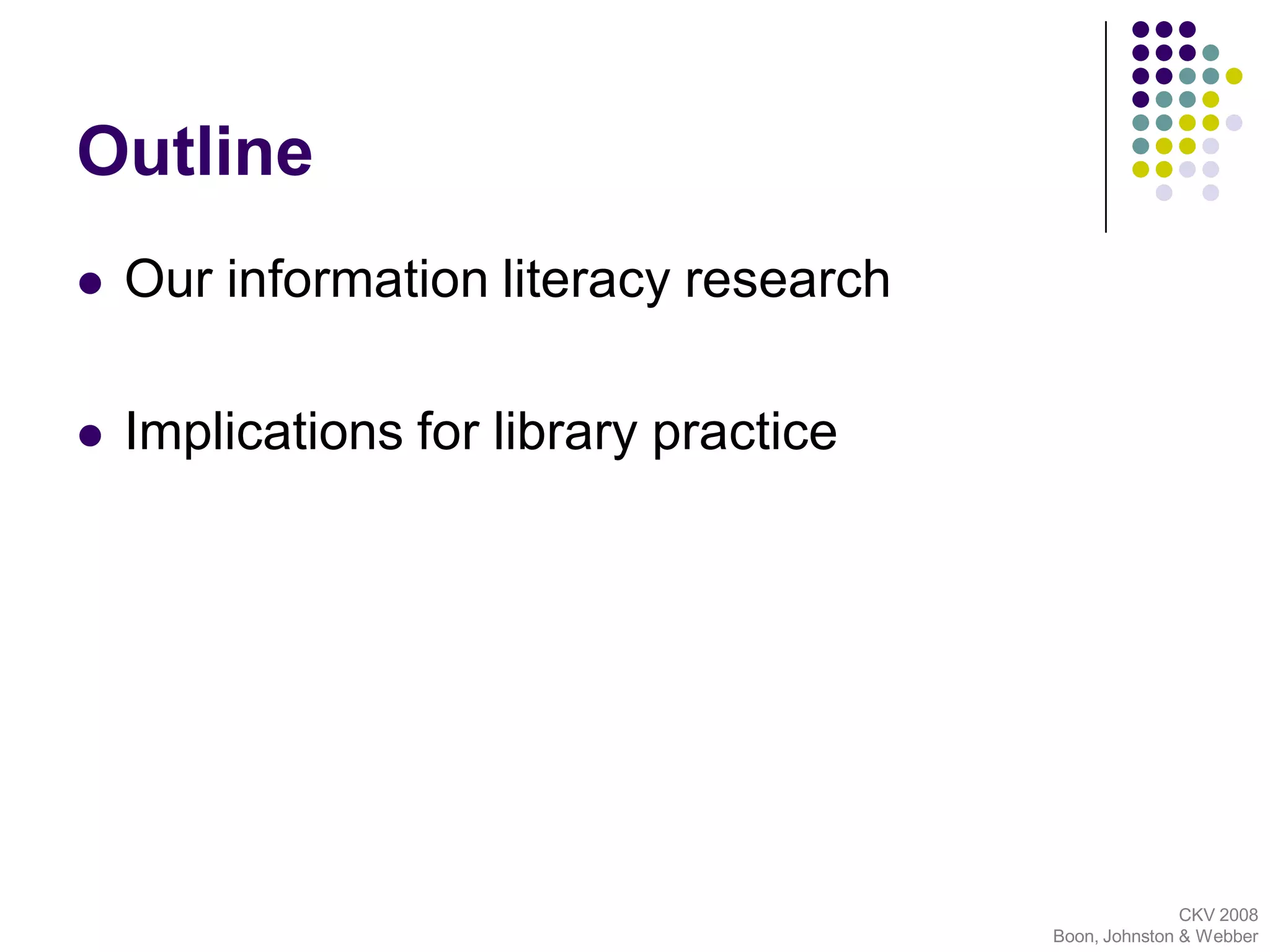 Developing Student Information Literacy