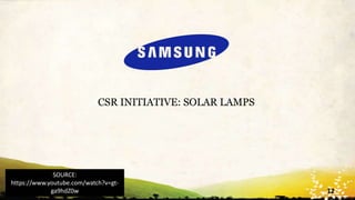 WWW.UNIQUEPLACES.COM
12
CSR INITIATIVE: SOLAR LAMPS
SOURCE:
https://www.youtube.com/watch?v=gt-
ga9hdZ0w
 