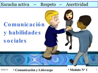 Escucha activa  –  Respeto  –  Asertividad Comunicación  y habilidades  sociales ,[object Object],[object Object]