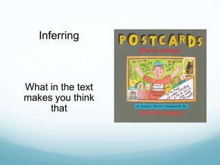 Inferring
 How do you know
even though it is not
 explicitly stated?
  What in the text
  makes you think
       that
 
