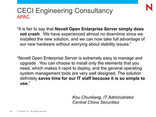Access/Modification Times User Experience: Merged view of information automatically provided for the end user.  No desktop agent required NCP ™ /Samba Clients, Novell ®  CIFS client support in SP3 Administrators can maintain different backup/restore policies for their primary and secondary storage locations 