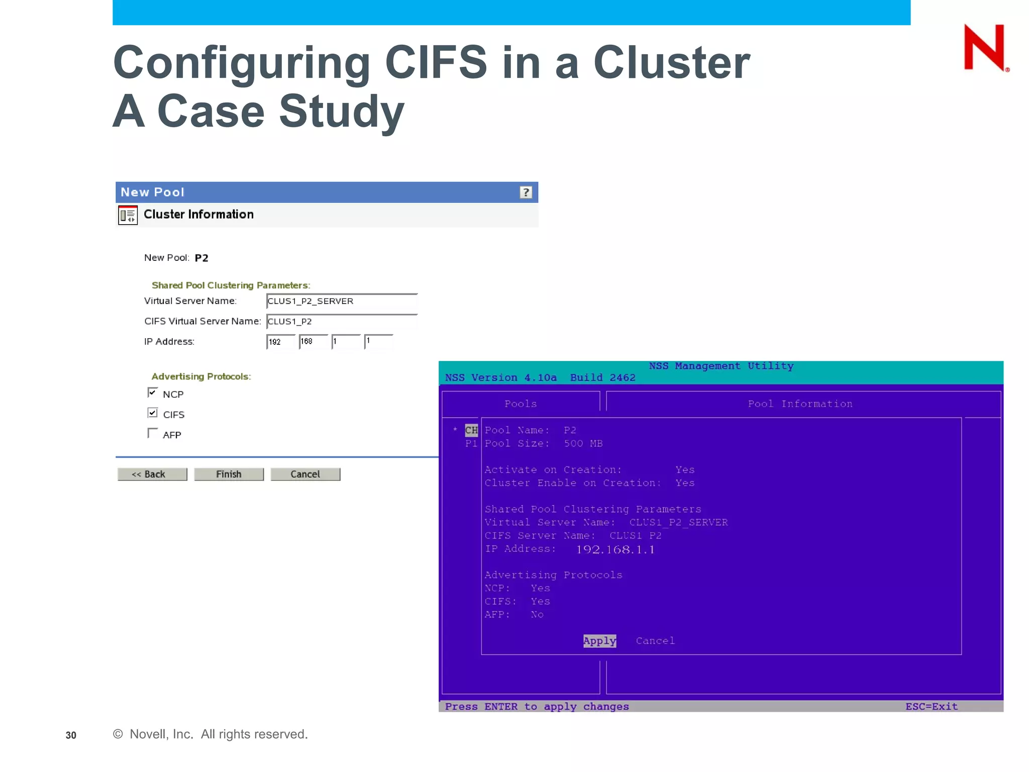 Configuring CIFS in a Cluster
     A Case Study




30   © Novell, Inc. All rights reserved.
 