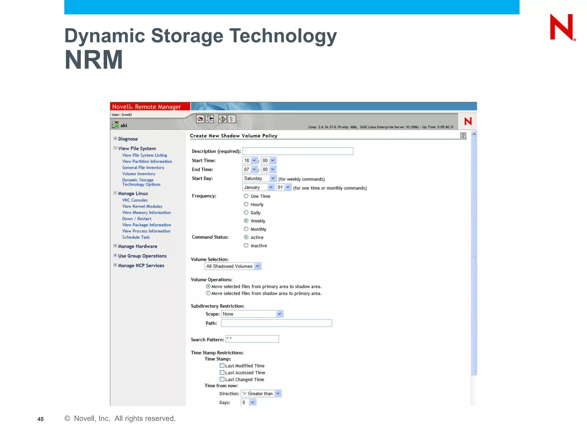 Dynamic Storage Technology
     NRM




45   © Novell, Inc. All rights reserved.
 