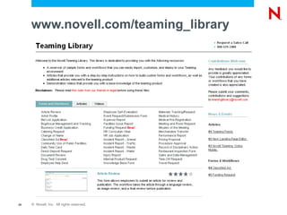 www.novell.com/teaming_library




29   © Novell, Inc. All rights reserved.
 
