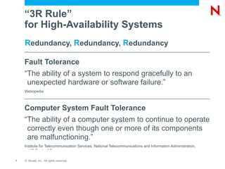 Availability Percentage of time that a system functions as expected 