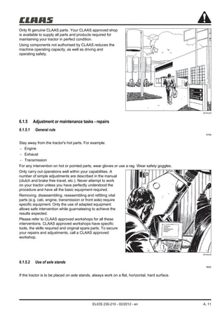 Claas Elios 230 220 210 tractor operator manual | PDF