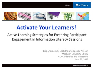 Activate Your Learners! Active Learning Strategies for Fostering ...