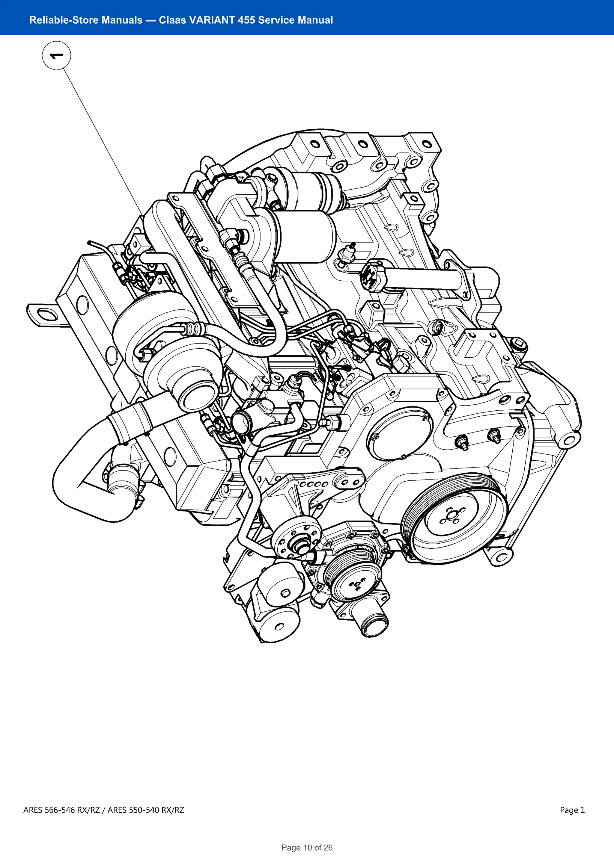 ARES 566-546 RX/RZ / ARES 550-540 RX/RZ
BGZ: 0102010
No. 10101A Remark:
Page 1
Reliable-Store Manuals — Claas VARIANT 455 Service Manual
Page 10 of 26
 