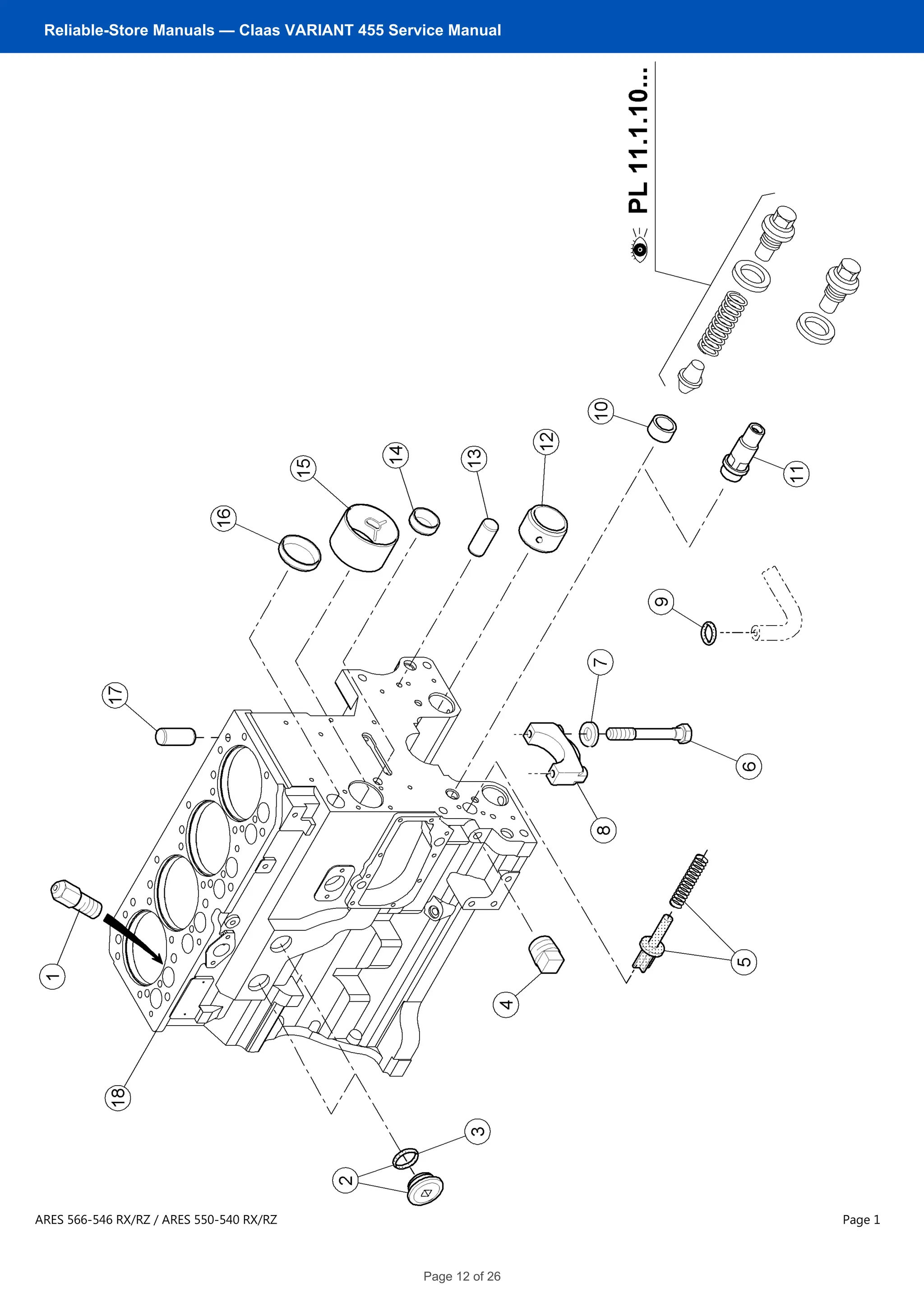 ARES 566-546 RX/RZ / ARES 550-540 RX/RZ
BGZ: 0110100
No. 11105A Remark:
Page 1
Reliable-Store Manuals — Claas VARIANT 455 Service Manual
Page 12 of 26
 