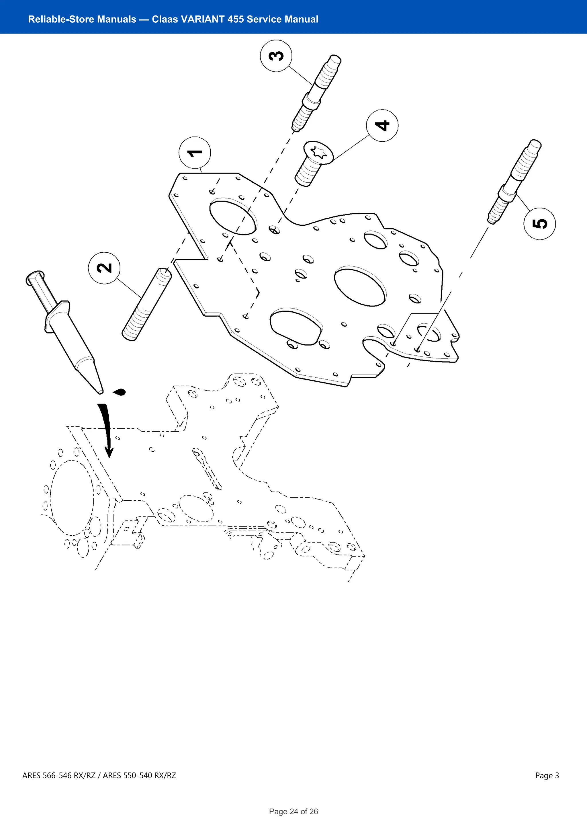 ARES 566-546 RX/RZ / ARES 550-540 RX/RZ
BGZ: 0110120
No. 11110B Remark:
Page 3
Reliable-Store Manuals — Claas VARIANT 455 Service Manual
Page 24 of 26
 