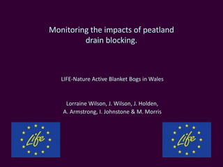 Monitoring the impacts of peatland
         drain blocking.



   LIFE-Nature Active Blanket Bogs in Wales


    Lorraine Wilson, J. Wilson, J. Holden,
   A. Armstrong, I. Johnstone & M. Morris
 